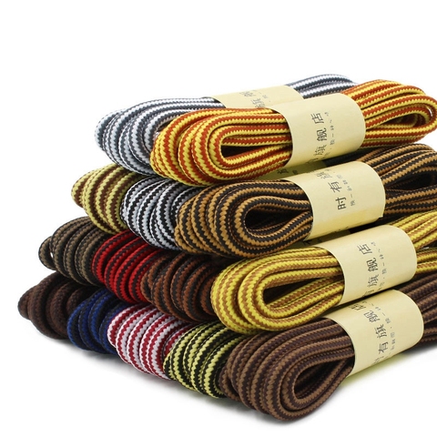 1 Pair Martin Shoes Round Shoe laces Striped Double Color Fashion Shoelaces Outdoor Hiking And Leisure Sports Shoe lace 18 Color ► Photo 1/6