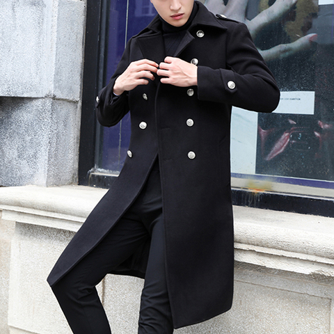New Arrival Fashion Large Autumn Winter Men Long Windbreaker Youth Woolen Coat Thick Casual Plus Size M L XL 2XL 3XL 4XL ► Photo 1/5