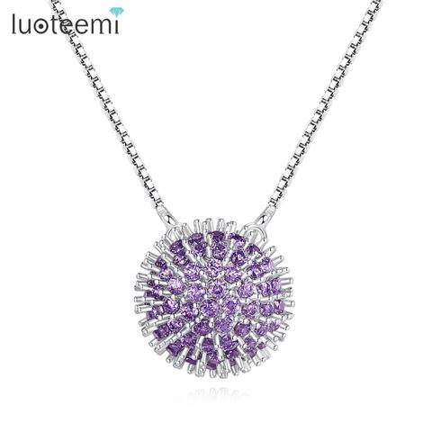 LUOTEEMI Vintage Punk Round CZ Pendant Necklaces for Women Fashion Jewelry Bijoux Femme Chain Kolye Christmas Gifts ► Photo 1/6