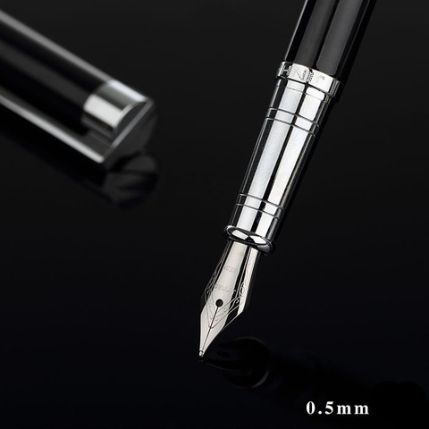 Jinhao Classic Black and Silver Fountain Pen with 0.5mm Iridium Nib The Best Business Gift Pen Metal Ink Pens Free Shipping ► Photo 1/5