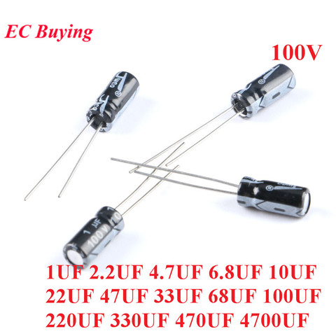 50pcs DIP Electrolytic Capacitor 100V 10uf 22uf 47UF 1UF 2.2UF 4.7UF 6.8UF 33UF 68UF 100UF 220UF 330UF 470UF 4700UF ±20% ► Photo 1/6