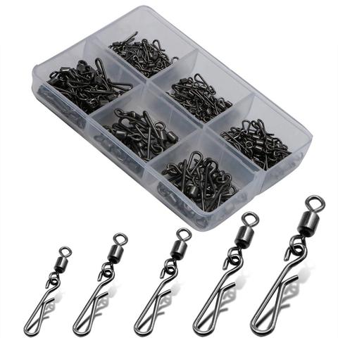 120pcs/box Multi Size Fishing Rolling Swivel Interlock Snap Hook Lure Connector Terminal Tackle Swivel Fish Tool Accessories ► Photo 1/6