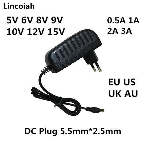 France Spain 5V 6V 8V 9V 10V 12V 15V 0.5A 1A 2A 3A AU US UK EU AC/DC power adapter Monitor regulation charger adaptor Supply ► Photo 1/5