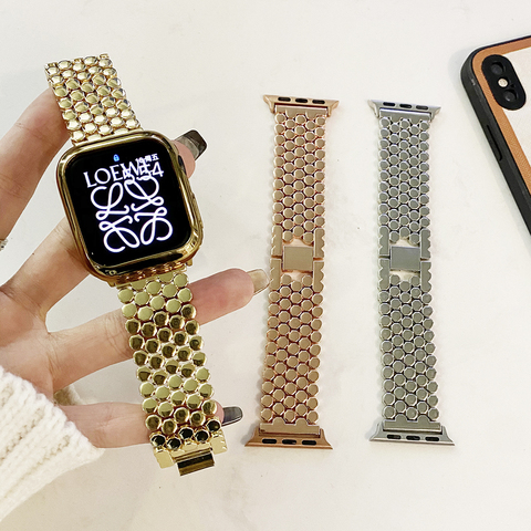 Fish Scale Bands For Apple Watch 6 se 42mm 44mm 38mm 40mm Metal Replacement Strap For Apple Watch Series 5/4/3/2 stainless steel ► Photo 1/6