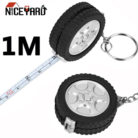 NICEYARD 1m Tape Measure for Travel Camping Keychain Ruler Mini Retractable Tape Sewing Tool Tire Shape Centimeter/Feet ► Photo 1/6