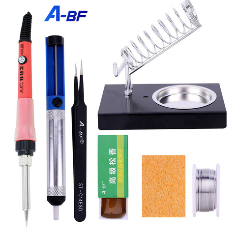 A-BF HS802 60W Portable Soldering Iron Temperature Adjustable 110V 220V Electric Solder Iron Mini Heat Pencil Repair Set ► Photo 1/6