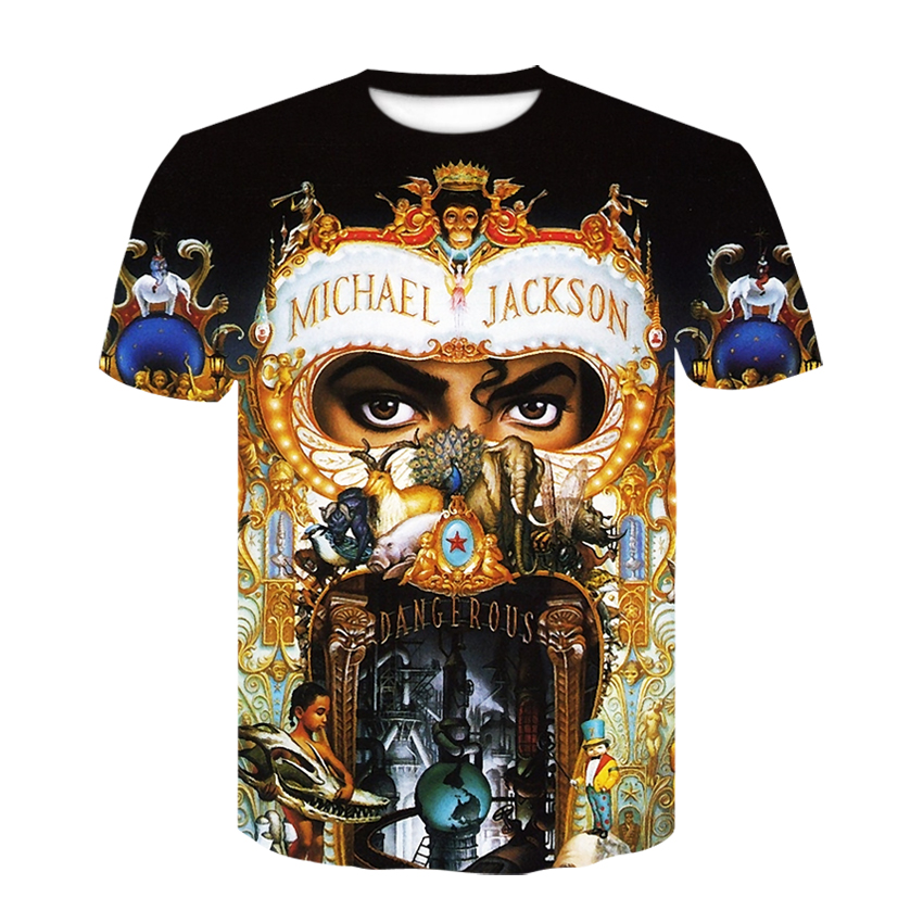 Women Men 3D Print Casual T-Shirt Short Sleeve Tee Tops Michael Jackson Singer 