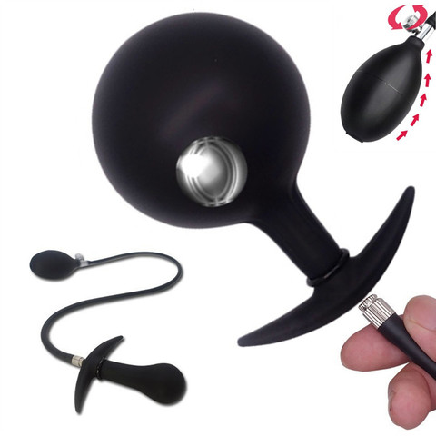 Sex Toys Women Inflatable Anal Plug Gay Dildo Pump Silicone Huge Anus Butt Dilator Expandable Prostate Massager with Metal Ball ► Photo 1/6