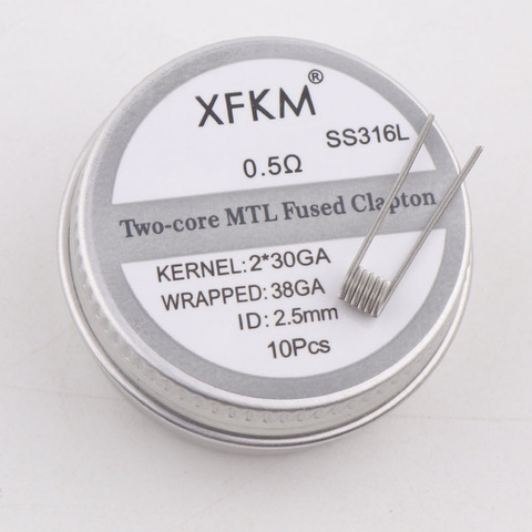 NEW XFKM 10PCS/box NI80/A1/SS316L MTL Clapton Prebuilt Coils Premade Coil for MTL RDA RTA RBA  Mod Heating Wire ► Photo 1/6