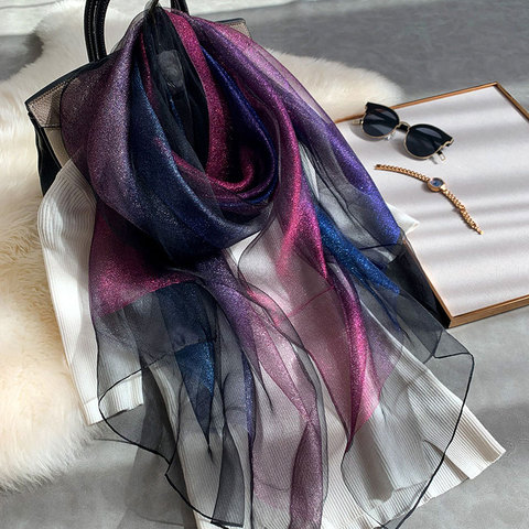 2022 New Silk Wool Scarf Women Fashion Shawls And Wraps Lady Travel Pashmina High Quality Scarves Winter Neck Wram Bandana ► Photo 1/6