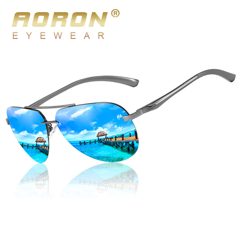 AORON Men Polarized Sunglasses Men Brand Design Sun Glasses  Aluminum Leg Mirror Lens Sunglasses for Men/women ► Photo 1/6