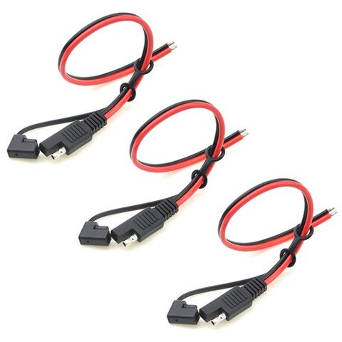 3PCS Heavy Duty SAE Extension Cable with SAE Waterproof Cover Cap 18AWG 30CM ► Photo 1/6