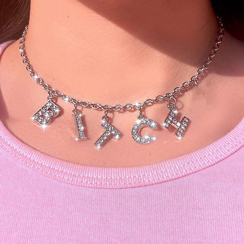 Harajuku Letter Crystal Angel Necklace Women Jewelry Couple Gift Necklace  BABY HONEY Choker Femme Punk Collier Drop Ship - Price history & Review, AliExpress Seller - HalouKid Store