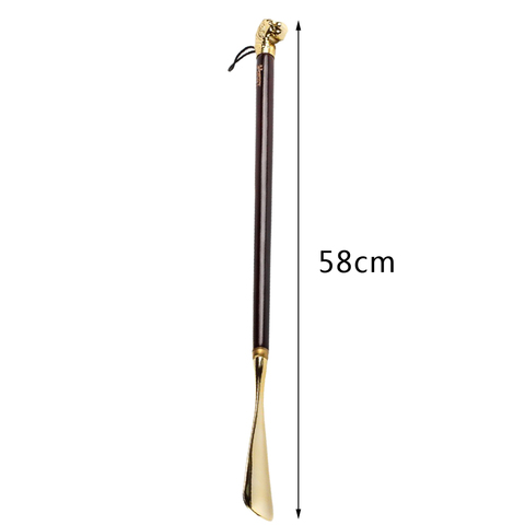 Gold Color Lion Head Long Handle Shoe Horn Home Shoehorn Wooden Durable Lightweight Shoes Guide 58cm ► Photo 1/6