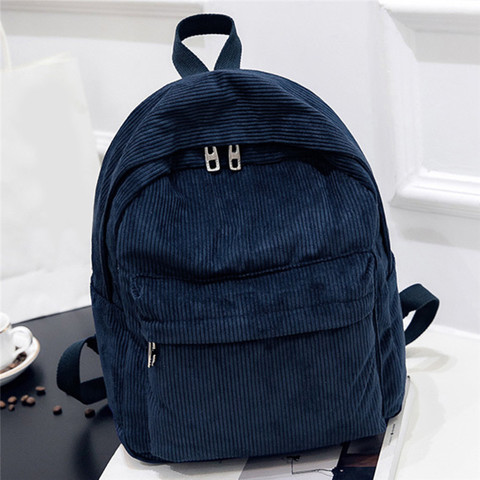 Style Soft Fabric Backpack Female Corduroy Design School Backpack For Teenage Girls Striped Backpack Women Velvet Screen ► Photo 1/6