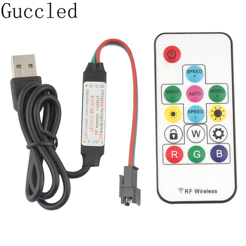 WS2812B WS2811 SK6812 LED Controller RGB Dimmer 5V RF Wireless 3Pin Jack USB Output WS2812B RGB LED Strip Remote Controller ► Photo 1/6