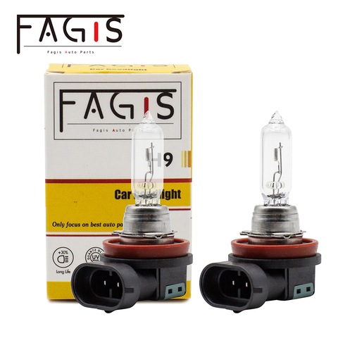 Fagis 2 Pcs H9 12V 65W Car Headlight Car Lamp Auto Halogen Bulbs UV Quartz Glass Warm White Car HeadLight Light Source parking ► Photo 1/6