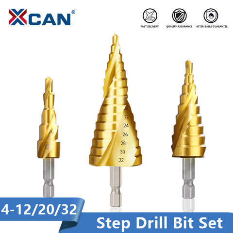 Xcan 3pcs 4-12/20/32mm HSS Spiral Grooved Center Drill Bit Solid Carbide Mini Drill Accessories Titanium Step Cone Drill Bit ► Photo 1/6