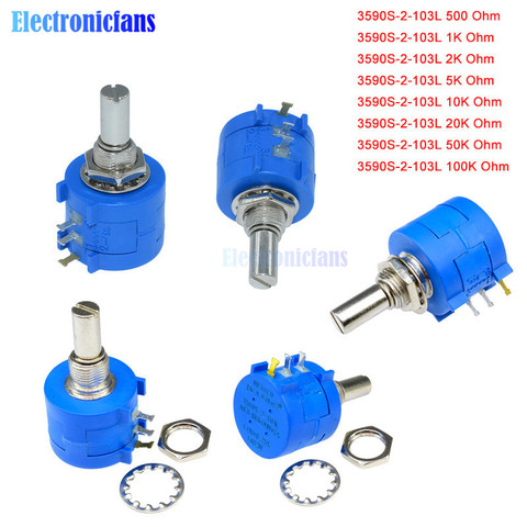 diymore 3590S series potentiometer 500 1K 2K 5K 10K 20K 50K 100K ohm 3590S-2-103L 3590S 101 102 103 104 201 202 203 501 502 503 ► Photo 1/6