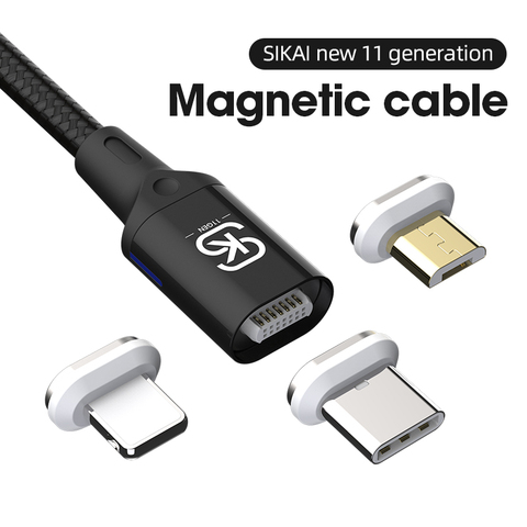 SIKAI 11th Gen 3A Magnetic Cable For iPhone Samsung Fast Charge Magnet Plug Adapter USB Type-C Mobile Phone Cable ► Photo 1/6