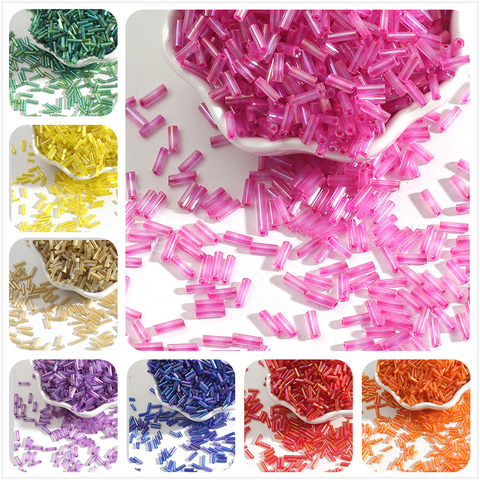 Austria Crystal Long Tube Beads Lined Bugle Czech Glass Seed Spacer Beads For Jewelry Making DIY 300pcs/lot 2x7mm ► Photo 1/6