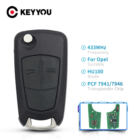 KEYYOU PCF7946 PCF7941 433MHz Flip Remote Key For Opel Vauxhall Astra H 2004-2009 Zafira B 2005-2013 Vectra C 2002-2008 Signium ► Photo 1/6