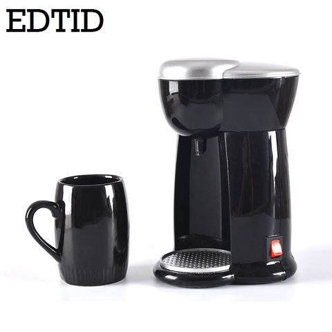 EDTID Household Mini Electric Drip Coffee Maker Semi-automatic Brewing Tea Pot American Coffee Machine Espresso 1 Cup EU US Plug ► Photo 1/4