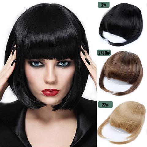 Short Straight Front Hair Neat Bangs Clip in Hair Bangs Extension Hairpiece Synthetic Natural Fake Bang Hair Piece ► Photo 1/6