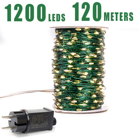 Green Cable 1000 LED String Lights 100m Christmas Fairy Lights Outdoor Waterproof Tree Garland Christmas Holiday Decorration ► Photo 1/6