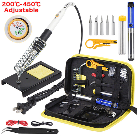 JCD 60W 220V/110V soldering iron EU/US/UK PLUG adjustable temperature welding solder iron kit with soldering tips 908 hot sale ► Photo 1/6