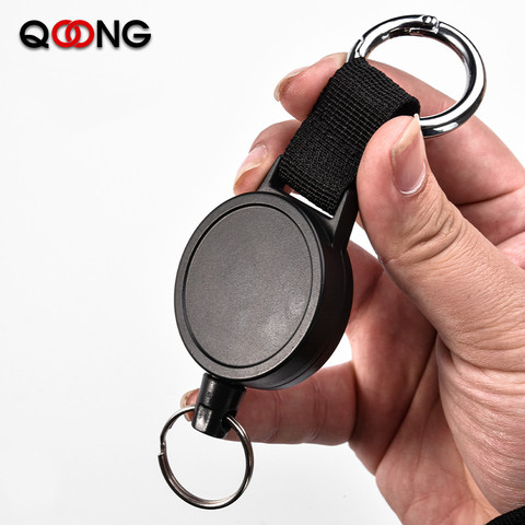 QOONG 80CM Wire Rope Camping Telescopic Burglar Key Holder Tactical Keychain Outdoor Key Ring Return Retractable Key Chain H25 ► Photo 1/6