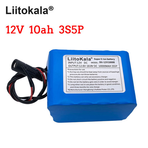 Large capacity  100% Original LiitoKala 18650 12V 10000mAh 18650 rechargeable lithium batteries for CCTV camera ► Photo 1/5