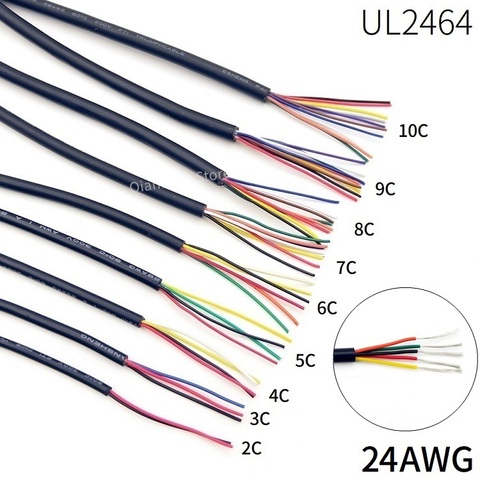 1M Sheathed Wire Cable 24AWG Channl Audio Line 2 3 4 5 6 7 8 9 10 Cores Insulated Soft Copper Cable Signal Control Wire UL2464 ► Photo 1/6