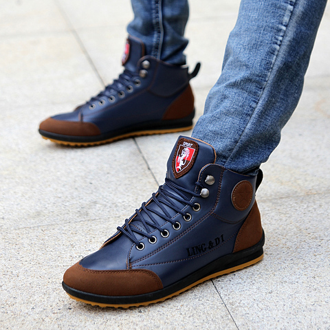 Fashion Men's Casual Shoes High Top Driving Shoes Men Comfortable Leather Flats Mans Walking Footwear 39-46 Zapatillas Hombre ► Photo 1/6