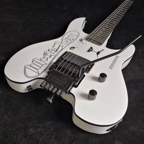 headless electric guitar WHITE  color solid body quilted maple veneer cover  guitar, Free shipping ► Photo 1/6