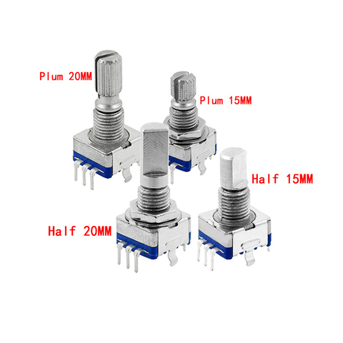 5PCS Half / Plum axis rotary encoder, handle length 15mm / 20mm code switch/ EC11 / digital potentiometer with switch 5Pin ► Photo 1/3
