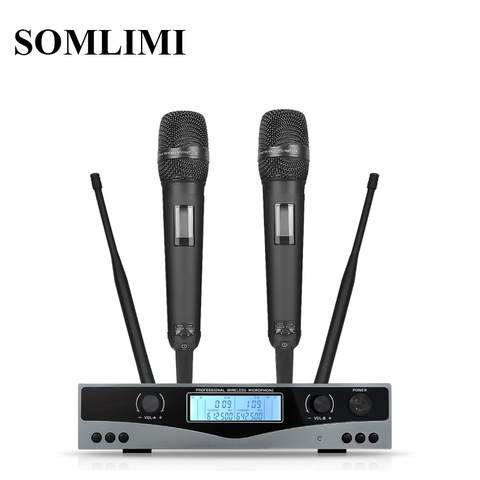 SOM SKM9100 Stage Performance Home KTV High Quality UHF Professional Dual Wireless Microphone System Dynamic Long Distance ► Photo 1/5