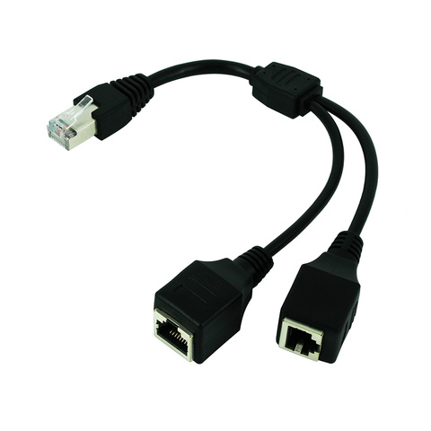 RJ45 1 Male to 2 Female Socket Port LAN Ethernet Network Splitter Y Stable Transmission Cat5e Cat5 Cat6 Easy Adapter Cable ► Photo 1/6
