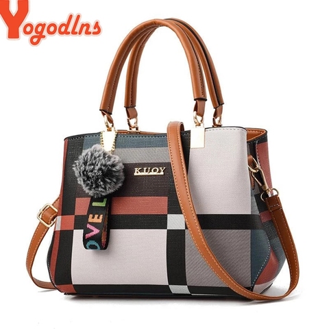 Yogodlns New Luxury Handbag Women Stitching Wild Messenger Bags Designer Brand Plaid Shoulder Bag Female Ladies Totes ► Photo 1/6