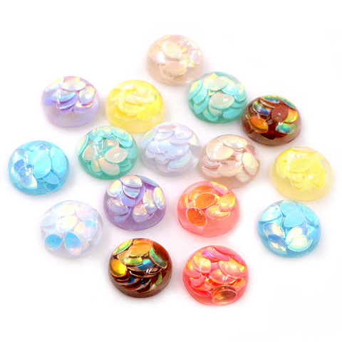 New Fashion 40pcs 12mm Mix Colors Four seasons Falling leaves Style Flat back Resin Cabochon For Bracelet Earrings accessories ► Photo 1/3