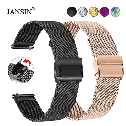 Watchband 16mm 18mm 20mm 22mm Universal Milanese Quick Release Watch Band Mesh Stainless Steel Metal Strap Wrist Bracelet Belt ► Photo 1/6