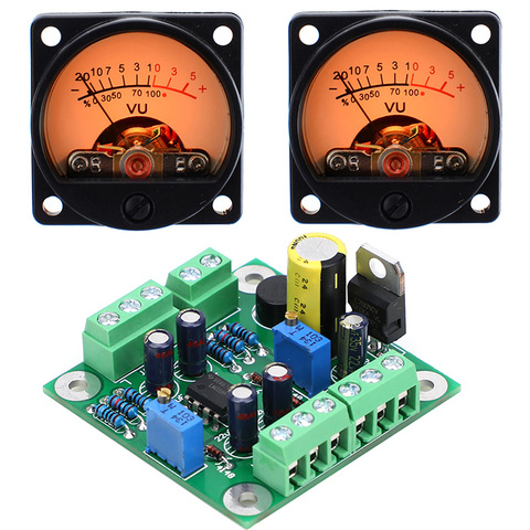 SUQIYA-Free postage VU level audio meter driver board + 2pcs VU meter with warm color sound pressure meter 9V-20V AC input ► Photo 1/6