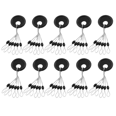 60Pcs 10Set S M L Black Rubber Space Beans Oval Stopper Fishing Bobber Float Catfish Flotador Fishing Float Folat Line Stops ► Photo 1/6