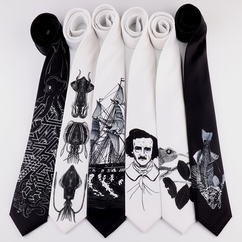 Free Shipping New Male men's Original design Printing Fun 7CM Tie Retro Casual Personality Arts Female Student Sketch necktie ► Photo 1/5