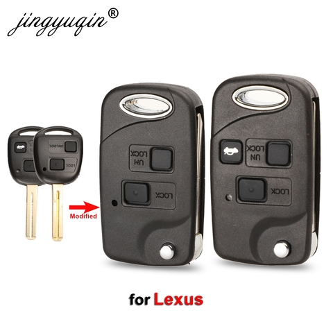 2/3 Buttons Modified Flip Remote Key Shell for Lexus RX300 LS400 LS430 ES330 SC430 IS300 LX470 RX330 RX350 GS300 + Button Pad ► Photo 1/5