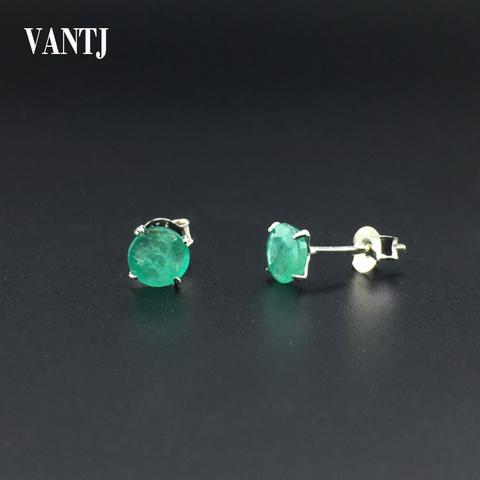 VANTJ Real Natural Emerald Earrings Sterling 925 Silver Elegant Fine Jewelry For Women Lady Party Wedding Gift with Box ► Photo 1/6