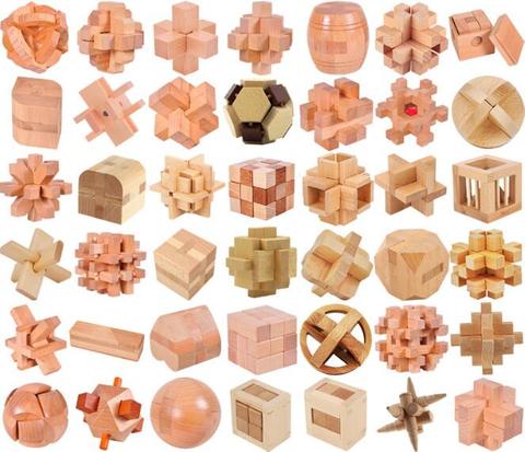 IQ Wooden Puzzle Brain Teasers Burr Interlocking Traditional Puzzles Game for Adults Children ► Photo 1/6