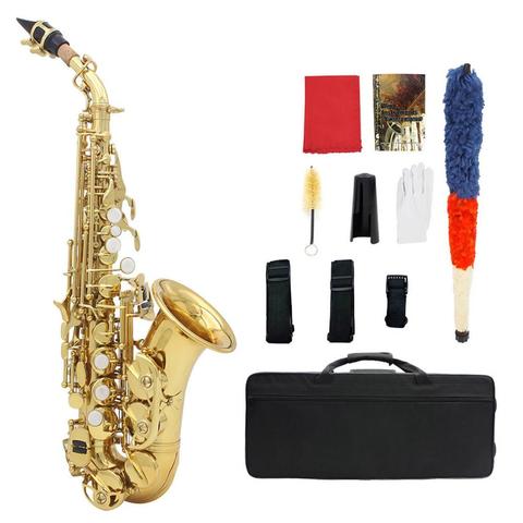 LADE Brass Golden Carve Pattern Bb Bend Althorn Soprano Saxophone Sax Wind Instrument with Case Gloves Cleaning Cloth Belt Brush ► Photo 1/6