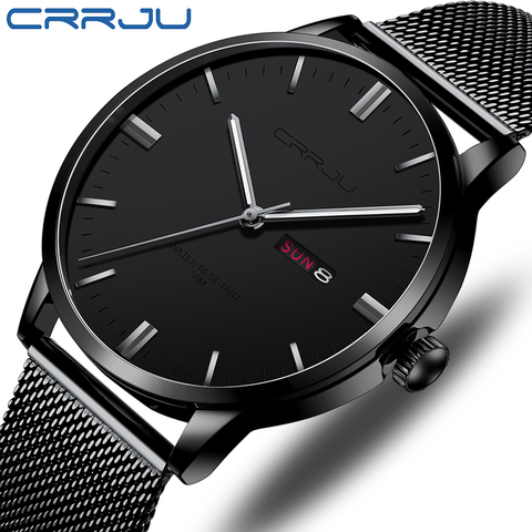 Men’s Watches Top Luxury Brand CRRJU Analog Watch Men Stainless Steel Waterproof Quartz Wristwatch Date Relogio Masculino ► Photo 1/6