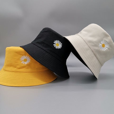 Double-side Women Bucket Fishing Hats Sunscreen Sun Cap Little Daisies Double-sided Wear Spring Lady Fisherman Hat ► Photo 1/6